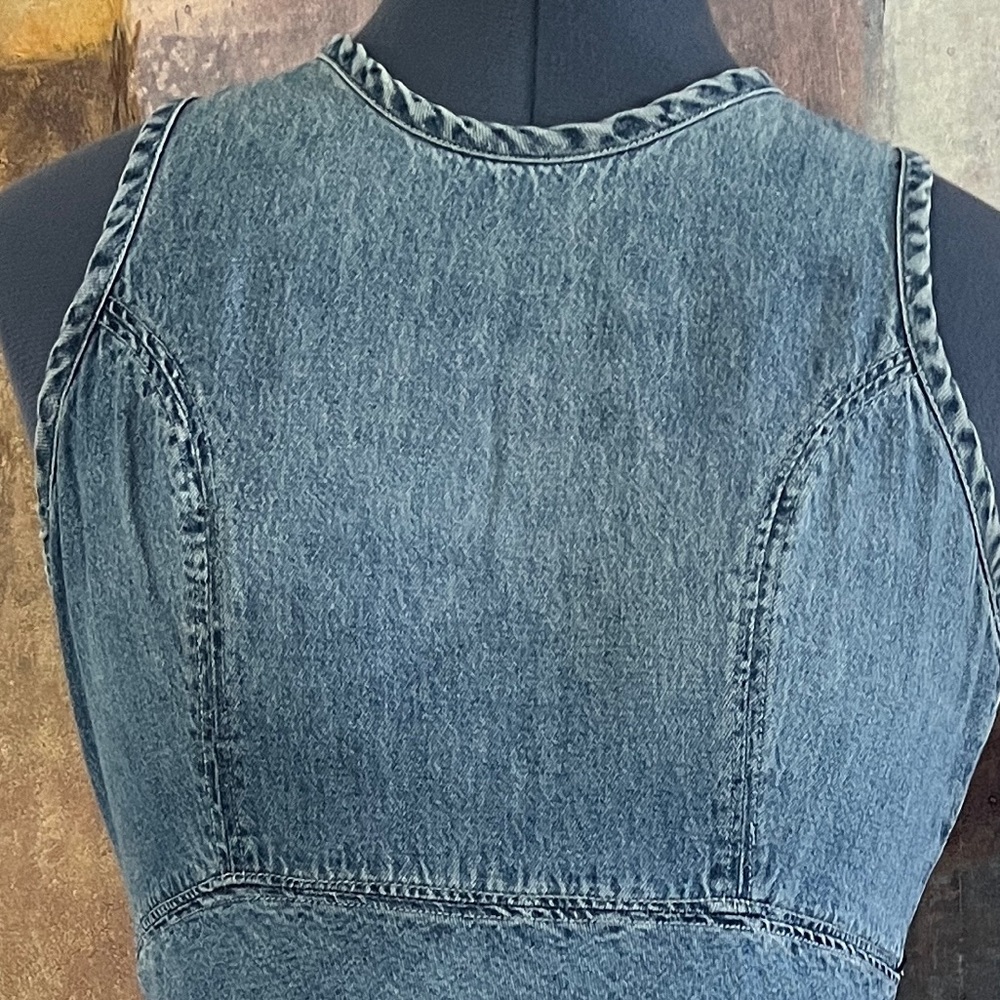 HP🌹🌹🌹Y2K Authentic Esprit Denim Racerback Dress Coachella Ready - Picture 4 of 5